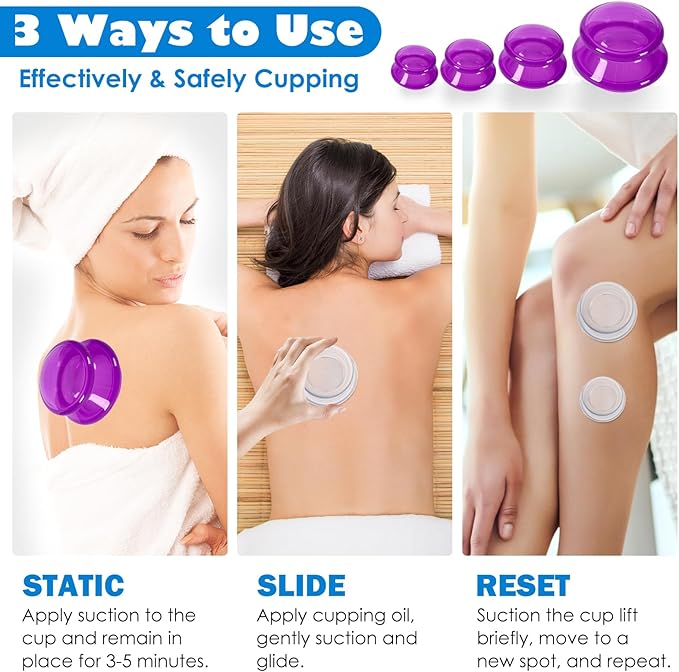 15Pcs Cupping Therapy Set-Professional Silicone Cupping, Suitable for Facial Body Massage/Deep Myofascial Release/Pain Relief/Muscle Relaxation & More (Purple,15pcs)-HomvellaHome