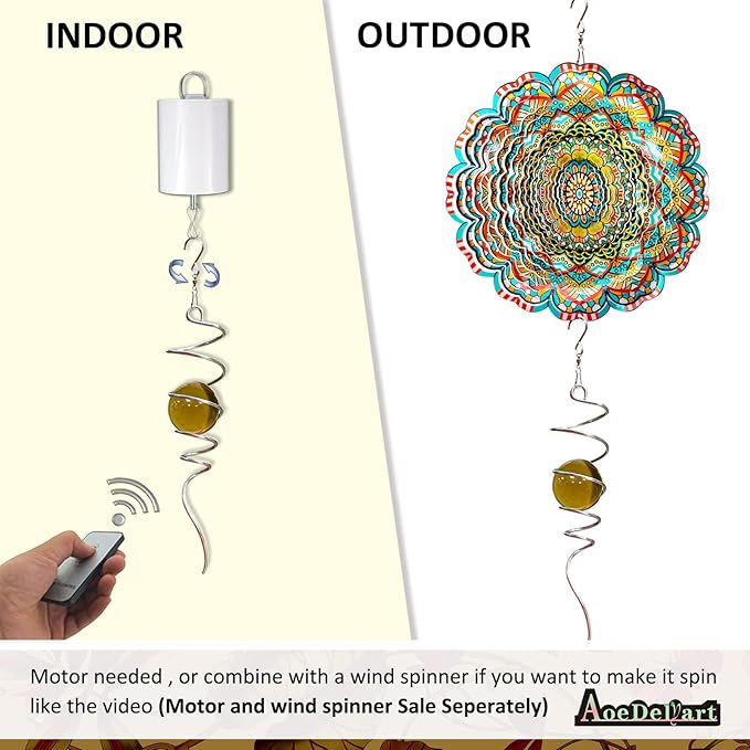 Gazing Ball Spiral Decorative Tail Wind Spinner Sun Catcher 11inch Tail and 2 inch Glass Orb. Wind Spinner Stabilizer Indoor Outdoor Garden Decoration -13 inch Height(Gold)-HomvellaHome