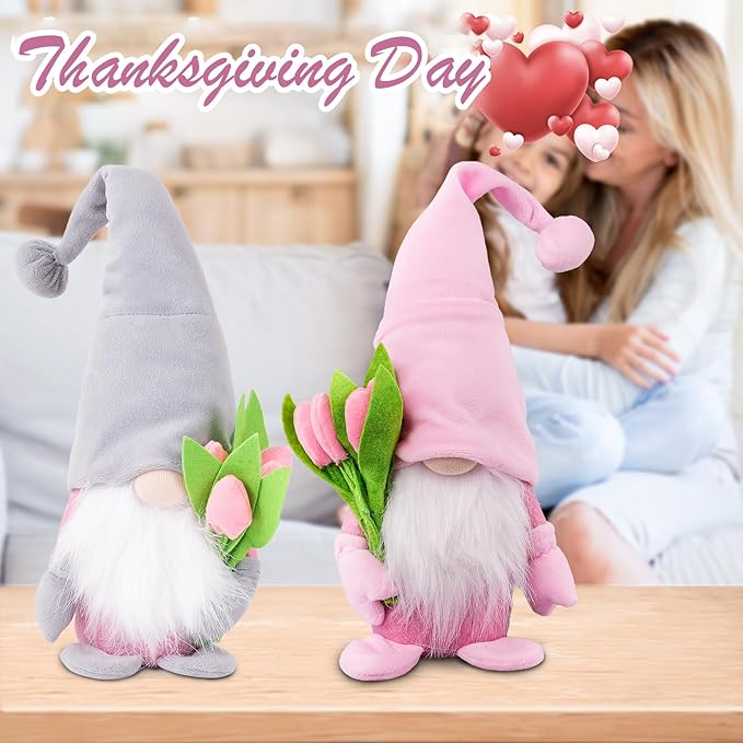 Gnome Plush Decorations Gift,15 inch Gnomes Decorations for Home,Fall Gnomes Plush Table Decoration Gnome Gifts for Women Swedish Tomte Nisse Doll Tabletop Scandinavian Elf Plushie,Pink-HomvellaHome