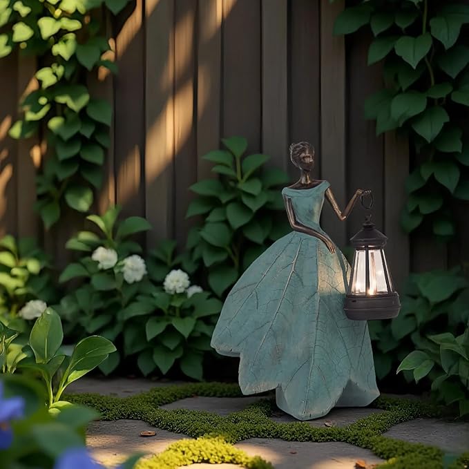 Guichifun Fairy Statues Solar Outdoor Lights - Resin Garden Figurines Decorations for Patio Yard Lawn Decor Housewarming Gardening Gifts for Women Mom 7.4 x 5.3 x 12 Inch-HomvellaHome