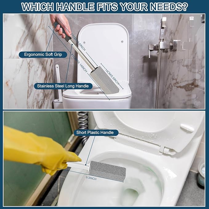 2 Pack Pumice Stone for Toilet Cleaning,16.14In Extra Long Handle Toilet Pumice Stone Toilet Bowl Cleaner Brush Toilet Scrubber for Toilets Bathtubs Grills Sinks-HomvellaHome