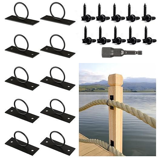 10Pack 2inch Rope Support Holder Drop Ring Brackets Stainless Steel Decorative for Hemp Rope Fencing Stair Deck Railing Ceiling Hook-HomvellaHome