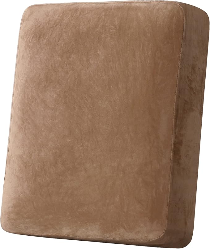 H.VERSAILTEX Velvet Stretch Couch Cushion Cover Plush Cushion Slipcover for Chair Cushion Furniture Protector Seat Cushion Sofa Cover (1 Piece Armchair Cushion Covers, Camel)-HomvellaHome