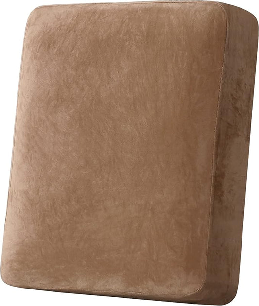 H.VERSAILTEX Velvet Stretch Couch Cushion Cover Plush Cushion Slipcover for Chair Cushion Furniture Protector Seat Cushion Sofa Cover (1 Piece Armchair Cushion Covers, Camel)-HomvellaHome