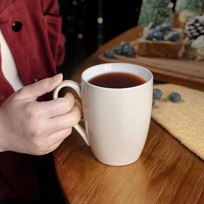 GBHOME 16oz Coffee Mugs Set of 6, Large Ceramic Coffee Mugs for Man, Woman, Dad, Mom, Modern Coffee Mugs Set with handle for Tea/Latte/Cappuccino/Milk/Cocoa. Dishwasher&Microwave Safe,Beige-HomvellaHome