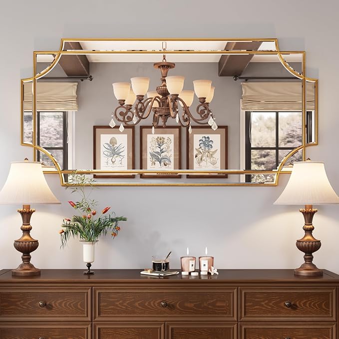 Kelly Miller 24"x48" Large Gold Mirror for Wall, Gold Traditional Wall Mirror Art Decorative Mirror Beveled Full Length Mirror Home Decor for Bathroom Living Room Bedroom Kitchen Farmhouse Entryway-HomvellaHome