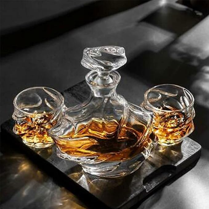 12 oz Hand Blown Crystal Whiskey Glasses Set of 4, Unique Cognac Glass, Heavy Thick Bottom Bar Glass for Scotch Bourbon Rum Gin Water Cocktail,Gifts Men Gifts Ideas-HomvellaHome