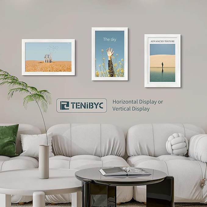 11x17 Picture Frame 3 Pack - White Woodgrain, Solid Wood & HD Tempered Glass, Wall Gallery Poster Frame-HomvellaHome