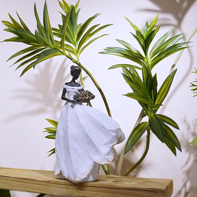 Guichifun Fairy Statue Collection Home Decoration - White Leaf Angel Girls Resin Home Decor for Outside or Inside Rustic Garden Outdoor Yard Decorations Figurines Memory Gift 7.5 x 4.5 x 11.5 Inch-HomvellaHome