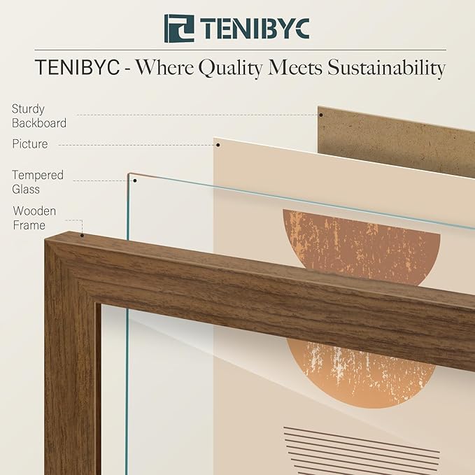 12x16 Picture Frame 3 pk, Brown Woodgrain, HD Tempered Glass, Wall Gallery Frame-HomvellaHome