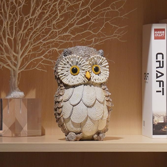 Guichifun Owl Statue Home Decor Accents - Cute Owl Figurines for Shelf Bookshelf TV Stand Décor Bedroom Office Decorations Ideal Gift for Owl Lovers 5 x 5 x 8 Inch-HomvellaHome