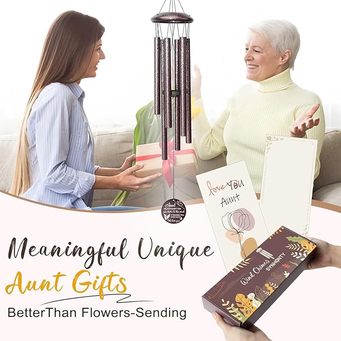 Gifts for Aunt, 25''Wind Chimes, Birthday Gifts for Aunt from Nephew Niece, Best Aunts Ever Gift for Women,Thanksgiving,Christmas Day Gift Ideas for Love Rreminder.-HomvellaHome