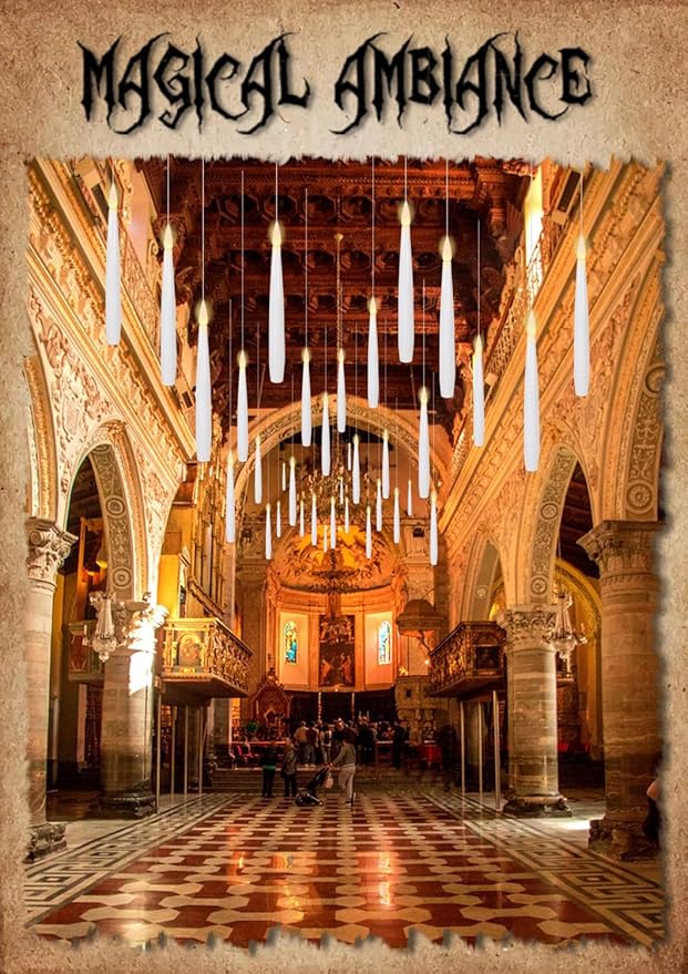 GenSwin 22pcs Flameless Floating Candle with Magic Wand Remote Timer, Battery Operated Hanging Window Candles Flickering, 6.1" LED Electric Candles for Christmas Halloween Decorations(White)-HomvellaHome