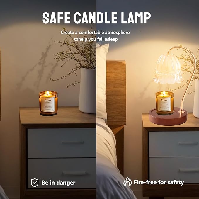 GEEZO Fragrance Candle Warmer Lamp，Electric Candle Warmer with Timer & Dimmer，Mom Christmas Birthday Gifts for Women, House Warming Gifts New Home Bedroom Decor-HomvellaHome