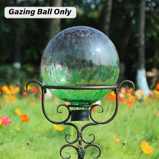 Gazing Ball 10 Inch Glass Reflective Garden Globe Outdoor Gazing Globe Sphere Yard Ornament for Garden Yard Home Outdoor Decoration Gift for Women (Green)-HomvellaHome