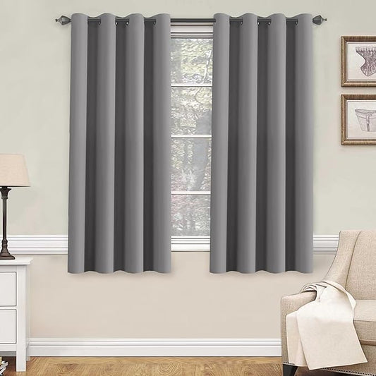 H.VERSAILTEX Blackout Grey Curtains for Bedroom/Living Room, 52" Wide x 63" Long Each Panel,Grommet Top (Set of 2 Panels)-HomvellaHome