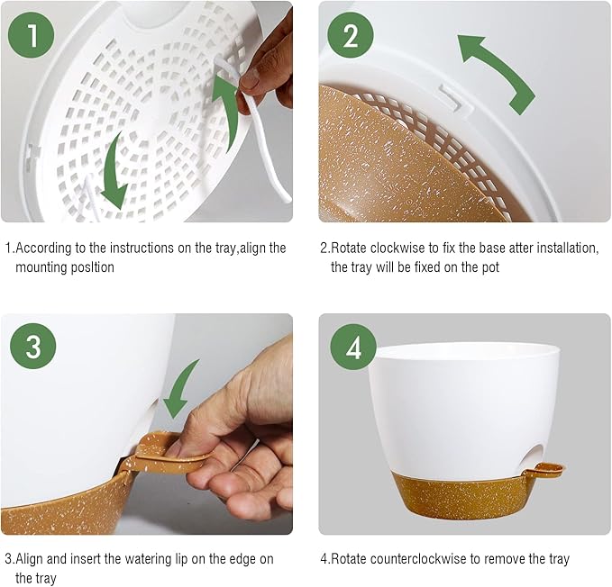 10 Inch Self Watering Hanging Pots, 2 Pack Hanging Planters with 40oZ Deep Reservior for Indoor Outdoor Plants Flowers, White with Brown-HomvellaHome