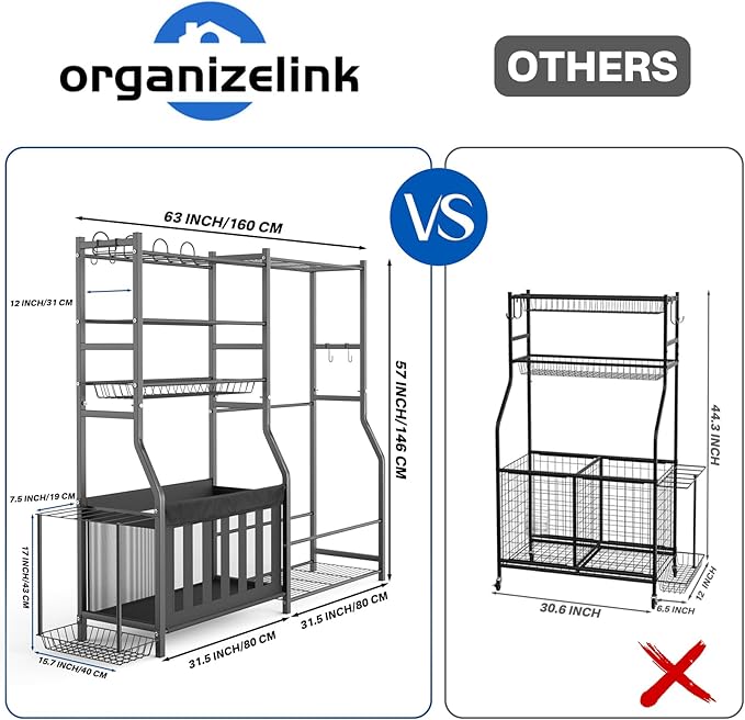 Garage Sports Equipment Organizer, Strong Load Bearing Golf Bag Organizer, Multi Use Golf Ball Rack Basketball Rack for Sports Gear and Outdoor Toy Ball Storage-HomvellaHome