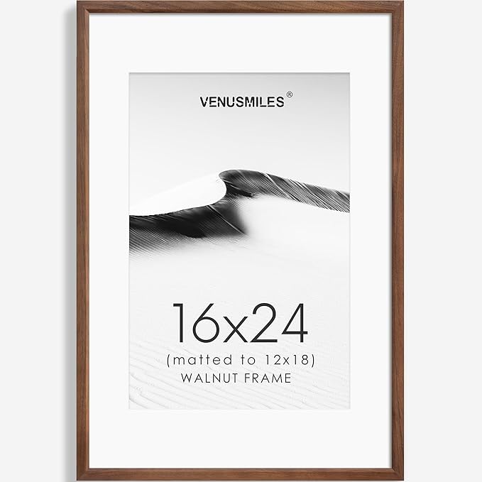 16x24 Poster Frame Natural Solid Walnut Photo Frames with 12x18 Removable Mat Wall Hanging Large Handcrafted Frame with HD Plexiglass Wall and Tabletop Display Large Picture Frame-HomvellaHome