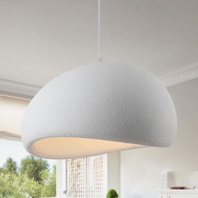 19.7in Wabi Sabi Pendant Lights Kitchen Island Lighting Fixture Ceiling Mount White Modern Japanese Lamp Japandi Chandelier for Dining Living Room Hallway Bedroom Restaurant Hanging Lamp-HomvellaHome