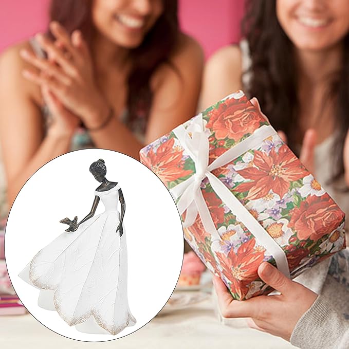 Guichifun Fairy Statue Collection Home Decoration - White Leaf Angel Girls Resin Living Room Bookshelf Decor Garden Outdoor Bathroom Decorations Figurines Gift 5.5 x 3.25 x 8 Inch-HomvellaHome