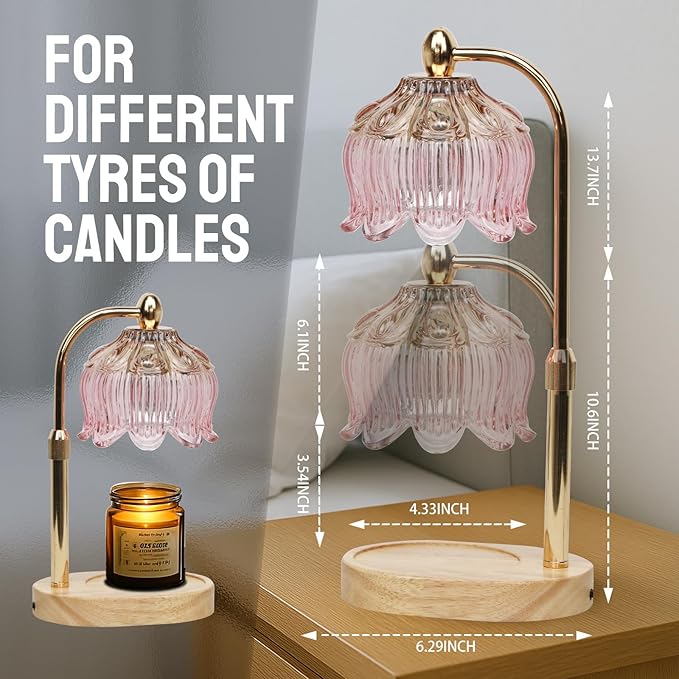 GEEZO Fragrance Candle Warmer Lamp，Electric Candle Warmer with Timer & Dimmer，Mom Christmas Birthday Gifts for Women, House Warming Gifts New Home Bedroom Decor-HomvellaHome