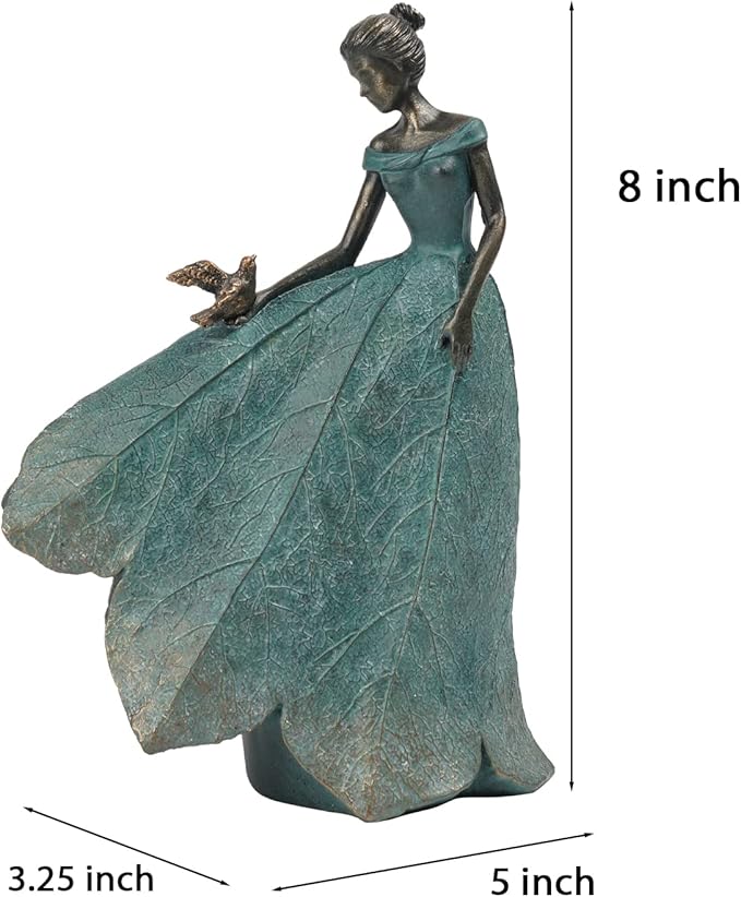 Guichifun Fairy Statue Collection Home Decoration - Leaf Angel Girls Resin Gardening Gifts for Women Statues for Garden Fairy Indoor or Outdoor Yard Figurines 5.5 x 3.25 x 8 Inch-HomvellaHome