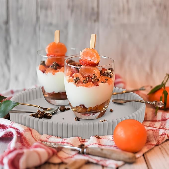 11.8in Decorative Tray for Coffee Table Decor- Modern Oval Concrete Tray for Home Decor- Minimalist Handcrafted Centerpieces Tray for Living Room, Kitchen Dining Table, Entryway (Gray)-HomvellaHome