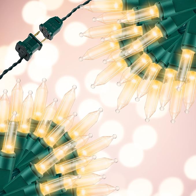 100LIGHTS WARM WHITE Extra-Bright With End Connectors Christmas Decorative Lights 5.98m UL Certified Mini String Light Set Waterproof for Home Garden Holiday Christmas Tree Party Patio Wedding-HomvellaHome