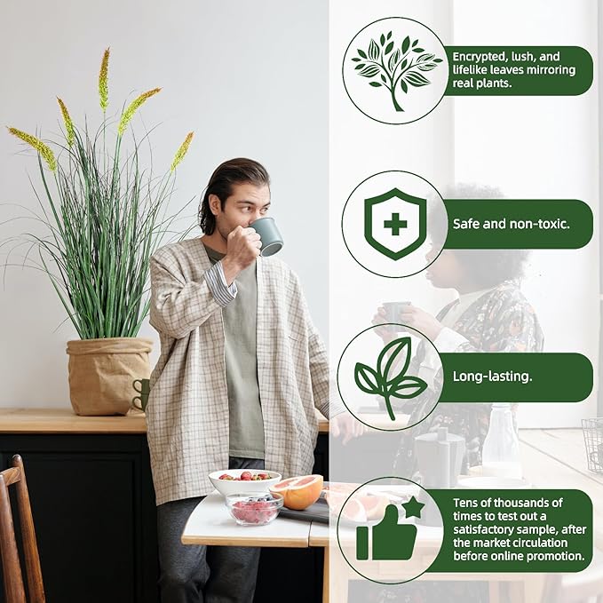 Green Onions Fake Plants,Artificial Plants Indoor, Fake Grass Decor Green Plant Fake Outdoor Flowers Fake Succulents,Artificial Tall Grass Plants with Pots House Decorative(36“ 1 Pack)-HomvellaHome