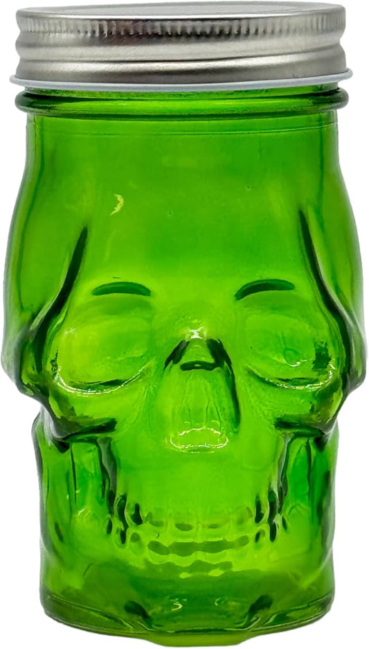 Generic 14 oz Colorful Skull Glass Mason Jar – Mix & Match 7 Vibrant Colors, Large & Durable! (Green)-HomvellaHome