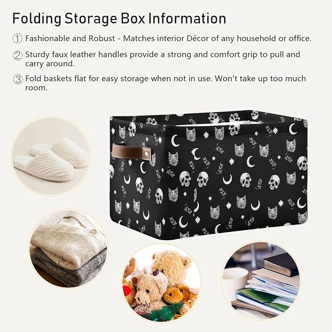 Gothic Pattern Storage Bins Collapsible Shelf Basket Cube with Handle for Nursery Bedroom Bathroom-HomvellaHome