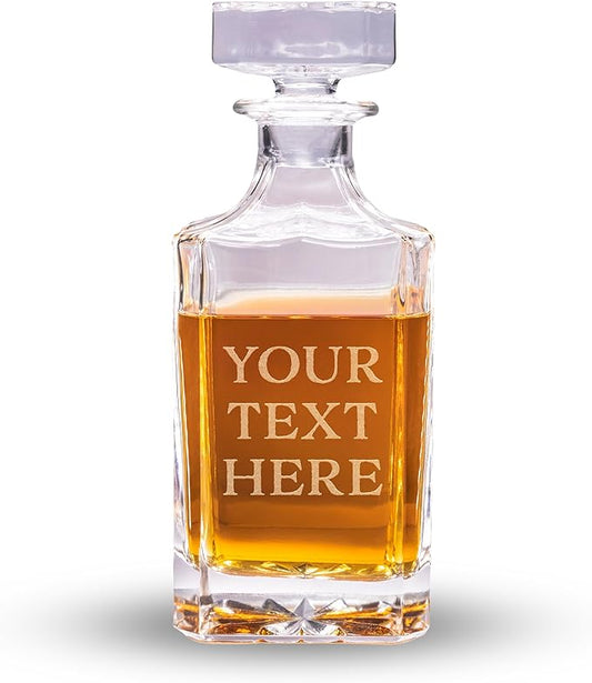 Gifts Inscribed Custom Text Whiskey Decanter Bottle (750 ml) - Personalized Font Glass Liquor Decanter Set - Customized Glassware - Engraved Whisky Glassware Gift for Wedding Anniversary Birthday Dad-HomvellaHome