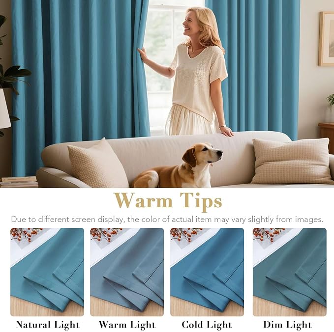 H.VERSAILTEX Blackout Curtains for Bedroom Thermal Insulated Room Darkening Living Room Curtains 84 Inch Long Grommet Privacy Protection Window Curtain Panels/Drapes for Nursery, 2 Panels, Storm Blue-HomvellaHome