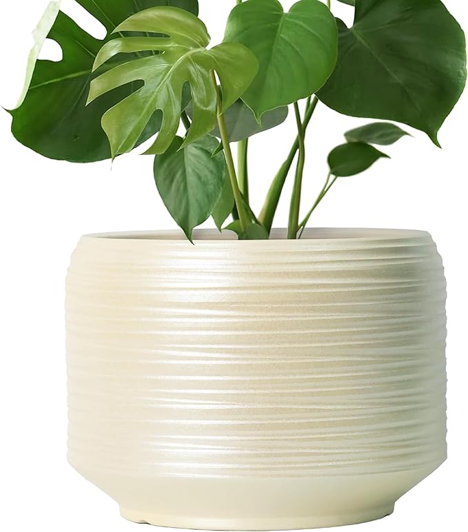 10 Inch Ceramic Plant Pot with Drainage – Large Flower Pot for Indoor Outdoor Plants, Modern Decorative Planter for Patio, Balcony, Garden, or Home Decor-HomvellaHome