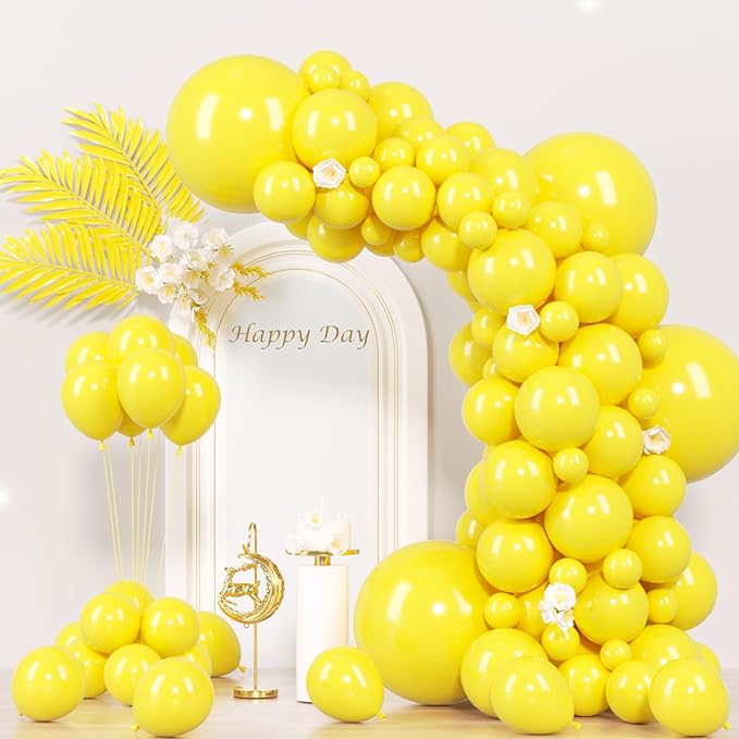 130pcs Yellow Balloons Different Sizes 18" 12" 10" 5" Party Latex Balloons for Boys Girls Birthday Baby Shower Gender Reveal Wedding Sunflower Party Decorations-HomvellaHome