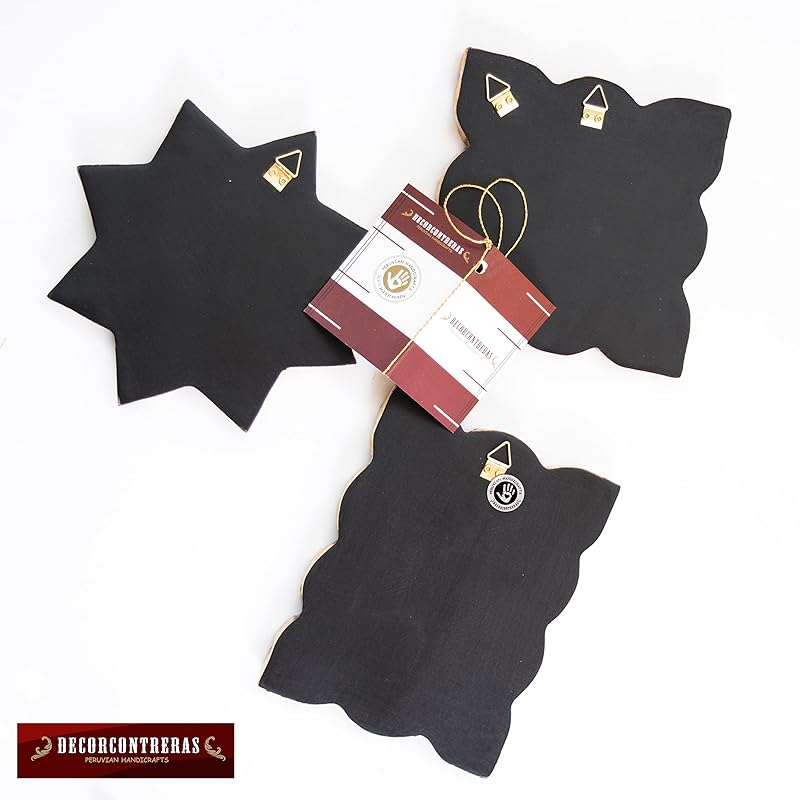 Small Decorative Wall Mirror set of 3 - Accent mirrors of 6in for wall decor, Peruvian Mirrors Vanity with bronze leaf-HomvellaHome