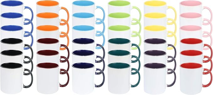 11oz White Ceramic Sublimation Coffee Mug in White Gift Box, 12 Mixed Colors, Case of 36-HomvellaHome