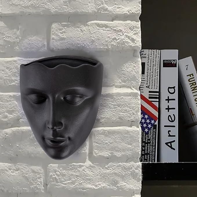 GDYOOSHOW 6.7" Tall Hanging Planter Wall Flower Pot for Garden Balcony Indoor or Outdoor (Black Resin)-HomvellaHome