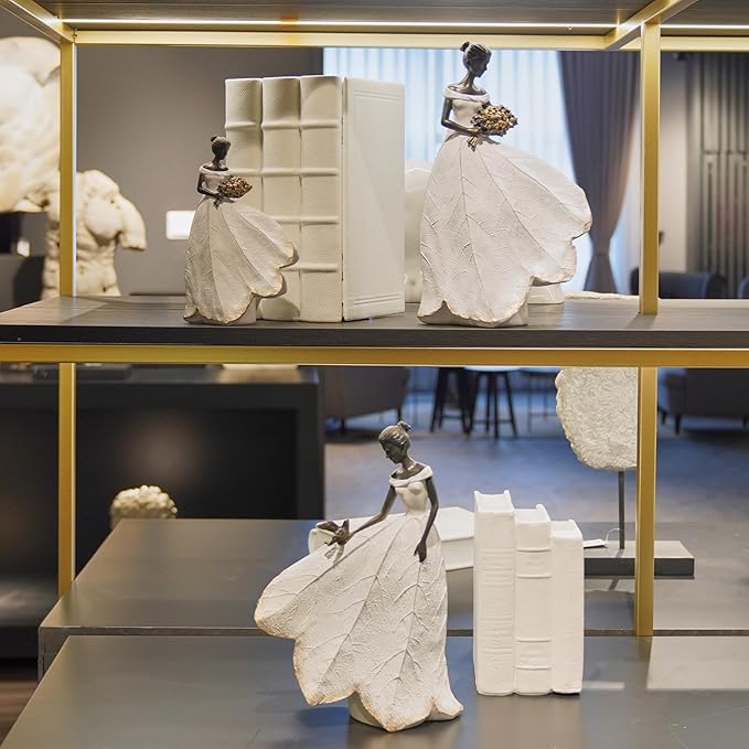 Guichifun Fairy Statue Collection Home Decoration - White Leaf Angel Girls Resin Home Decor for Outside or Inside Rustic Garden Outdoor Yard Decorations Figurines Memory Gift 7.5 x 4.5 x 11.5 Inch-HomvellaHome