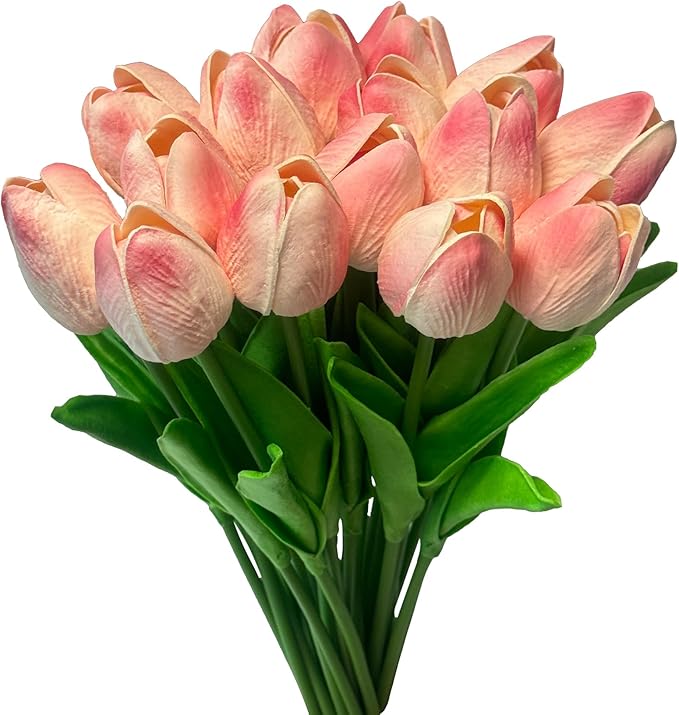15pcs Real Touch Tulips PU Artificial Flowers Fake Tulips Flowers for Arrangement Wedding Party Easter Spring Home Dining Room Office Decoration-HomvellaHome