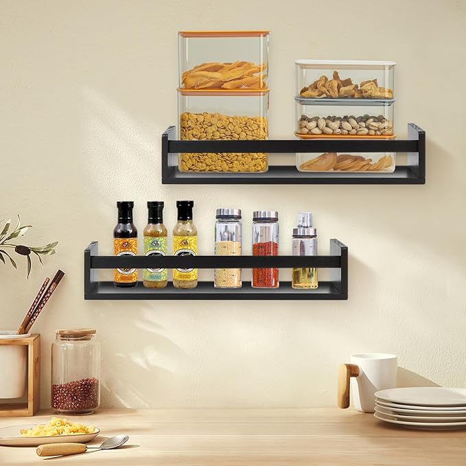 Gneric Floating Shelves for Wall, Black Nursery Book Shelves, 23.6 inch Kids Bookshelf, Wall Shelves for Living Room Bedroom Decor,Kitchen Spice Rack,Bathroom Storage Rack-HomvellaHome
