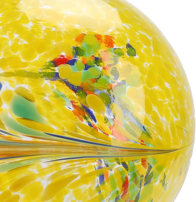 10 Inch Gazing Ball Glass Reflective Garden Globe Outdoor Gazing Globe Yard Ornament for Garden Yard Home Outdoor Decoration Yellow（NOT Solar-HomvellaHome