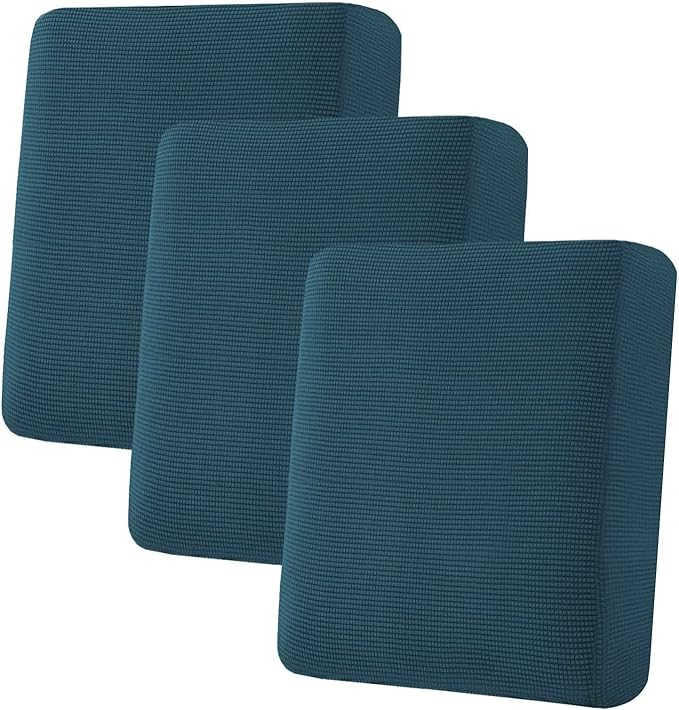 H.VERSAILTEX Super Stretch Individual Seat Sofa Covers Couch cushion covers Slipcover Sets Thick Jacquard Textured Twill Fabric (3 Piece Sofa cushion covers, Deep Teal)-HomvellaHome