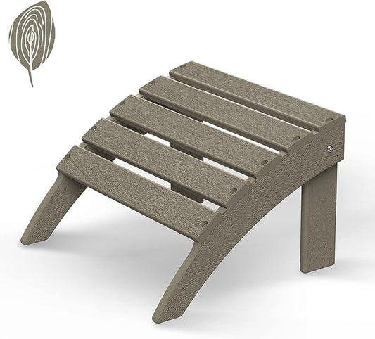 GREENVINES Adirondack-Ottoman | Wood Grain | HDPE Plastic | Outdoor Footrest | All Weather | Foot Rest | Foot Stool | Desert Brown | for Adirondack Chair-HomvellaHome