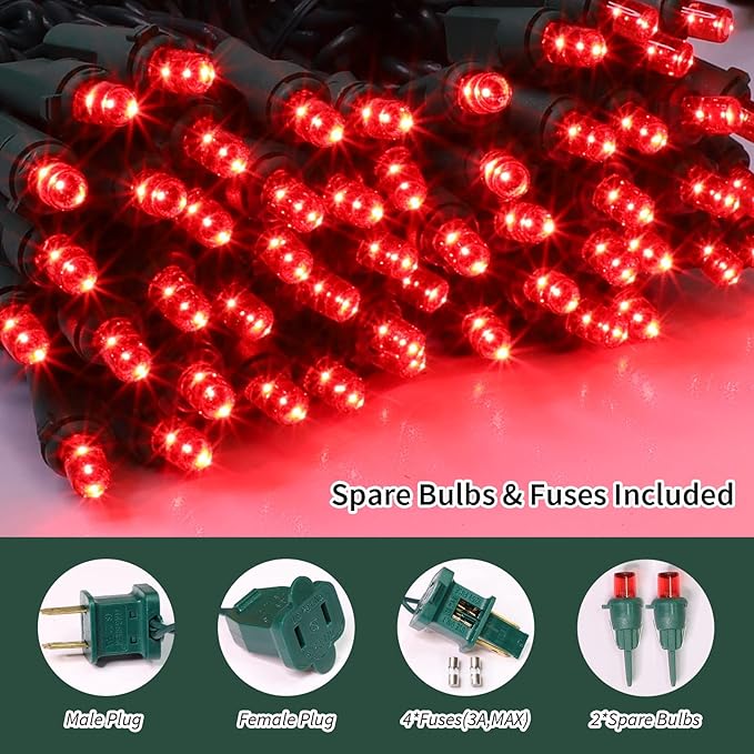 100 Count Red -String Lights - 21.6FT LED Christmas Lights, Mini led Lights for Indoor Outdoor Home Holiday Party Wedding Independence Day Decoration-HomvellaHome