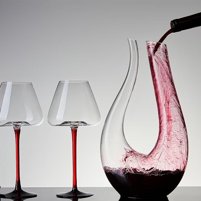 1PC Luxurious U-Shaped Crystal Glass Wine Decanter - High-End European Style, Harp Design, Red Wine, Large Capacity, Perfect for Home, Restaurant, and Household Use-HomvellaHome
