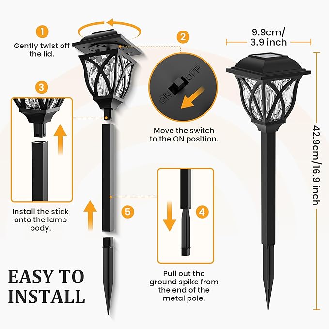 GIGALUMI Solar Lights Outdoor Waterproof, 8 Pack LED Solar Garden Lights, Outdoor Decorations, Garden Decor for Yard, Patio, Landscape, Planter, Walkway (Warm White)-HomvellaHome