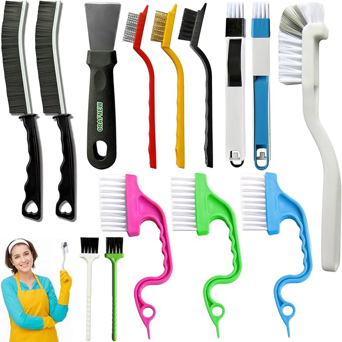14Pcs Small Crevice Cleaning Brush Set, Groove Gap Cleaning Tool for Cleaning Kitchen,Bathroom, Corner, Sink,Door,Window Track,Cup-HomvellaHome