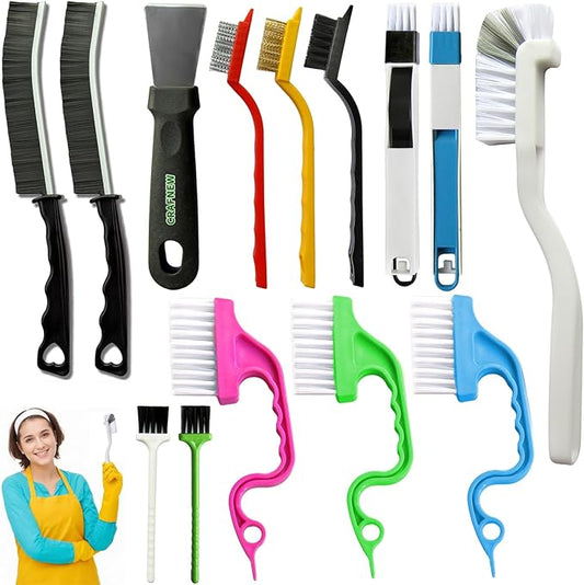 14Pcs Small Crevice Cleaning Brush Set, Groove Gap Cleaning Tool for Cleaning Kitchen,Bathroom, Corner, Sink,Door,Window Track,Cup-HomvellaHome